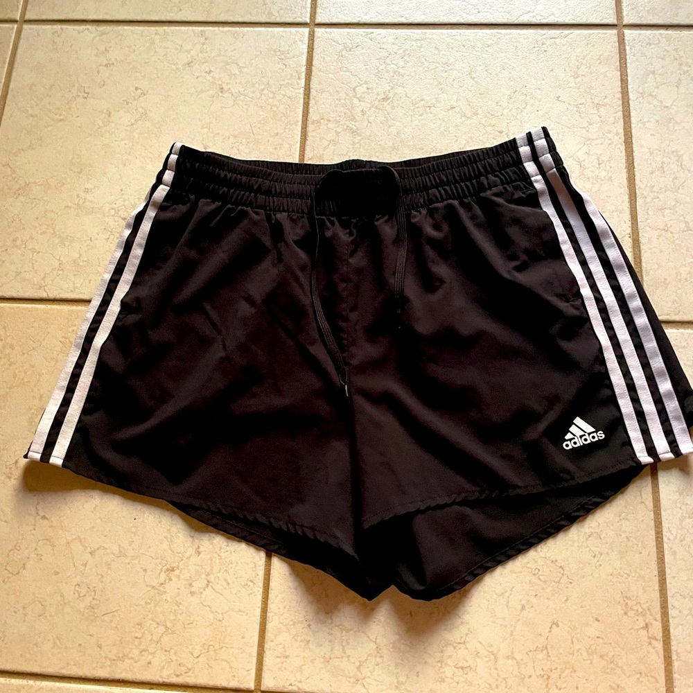 LIKE NEW ADIDAS AEROREADY 3 STRIPE BLACK AND WHITE SHORTS